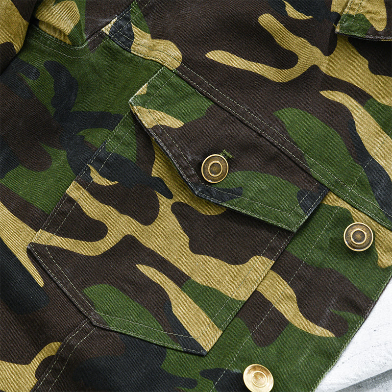 Herren-langarmjacke Mit Kragen Und Camouflage-muster | Freizeit
