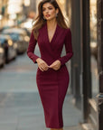 Abendkleid Damen | Tailliert mit V-Ausschnitt Midi