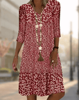 Boho Sommerkleid Damen mit V-Ausschnitt Hals | Mini