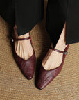 Damen Flache Mules Mit Spitzer Zehenpartie Und Riemchen | Schnalle