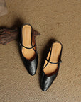 Damen Flache Mules Mit Spitzer Zehenpartie Und Riemchen | Schnalle