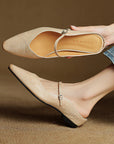 Damen Flache Mules Mit Spitzer Zehenpartie Und Riemchen | Schnalle