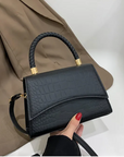 Handtasche Damen Kroko Optik | Kleine Schultertasche mit Griff