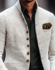 Herren Blazer Langen Ärmeln Stehkragen Und Knöpfen | Gestrickt