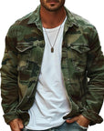 Herren-langarmjacke Mit Kragen Und Camouflage-muster | Freizeit
