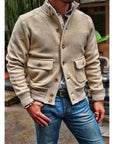 Herren-strick Jacke Mit Langen Ärmeln Und Stehkragen | Knopfleiste