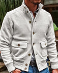 Herren-strick Jacke Mit Langen Ärmeln Und Stehkragen | Knopfleiste