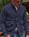 Herren-strick Jacke Mit Langen Ärmeln Und Stehkragen | Knopfleiste