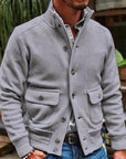 Herren-strick Jacke Mit Langen Ärmeln Und Stehkragen | Knopfleiste