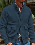 Herren-strick Jacke Mit Langen Ärmeln Und Stehkragen | Knopfleiste