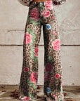 Jeans Damen Blumenmuster | Weite Jeans Hohe Taille