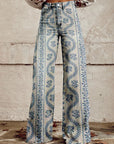 Jeans Damen Blumenmuster | Weite Jeans Hohe Taille