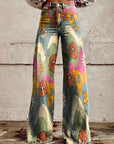 Jeans Damen Blumenmuster | Weite Jeans Hohe Taille