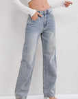 Jeans Damen Hohe Taille | Gerade Hose Weites Bein