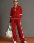 Jogginganzug Damen Zweiteiler | Pullover mit Reißverschluss und Weite Hose