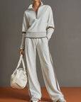 Jogginganzug Damen Zweiteiler | Pullover mit Reißverschluss und Weite Hose