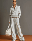 Jogginganzug Damen Zweiteiler | Pullover mit Reißverschluss und Weite Hose