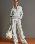 Jogginganzug Damen Zweiteiler | Pullover mit Reißverschluss und Weite Hose