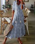 Maxikleid Damen | Sommerkleid mit V-Ausschnitt und Print