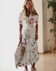 Maxikleid Damen | Sommerkleid mit V-Ausschnitt und Print