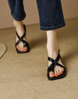 Sandalen Damen mit Fußbett | Flache Riemchensandalen