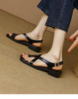 Sandalen Damen mit Fußbett | Flache Riemchensandalen