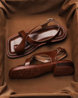 Sandalen Damen mit Fußbett | Flache Riemchensandalen