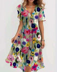 Sommerkleid Damen Midi | Kleid mit V-Ausschnitt und Wickeloptik