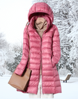 Steppjacke Damen Lang | Mit Kapuze und Reißverschluss