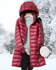 Steppjacke Damen Lang | Mit Kapuze und Reißverschluss