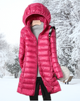 Steppjacke Damen Lang | Mit Kapuze und Reißverschluss