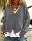 Strickjacke Damen V Ausschnitt | Cardigan mit Knöpfen