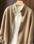 Strickjacke Damen mit Knöpfen | Strickcardigan mit Stehkragen
