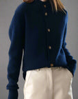 Strickjacke Damen mit Knöpfen | Strickcardigan mit Stehkragen