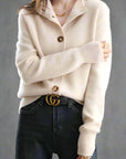 Strickjacke Damen mit Knöpfen | Strickcardigan mit Stehkragen