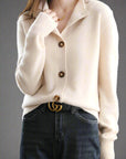 Strickjacke Damen mit Knöpfen | Strickcardigan mit Stehkragen