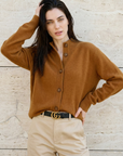 Strickjacke Damen mit Knöpfen | Strickcardigan mit Stehkragen