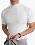 T-Shirt Herren Stehkragen | Slim Fit Kurzarm Shirt