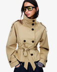 Übergangsjacke Damen Kurz | Trenchcoat mit Gürtel