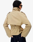 Übergangsjacke Damen Kurz | Trenchcoat mit Gürtel
