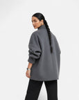 Übergangsjacke Damen Kurz | Zweireihiger Mantel mit Stehkragen