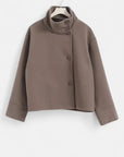 Übergangsjacke Damen Kurz | Zweireihiger Mantel mit Stehkragen
