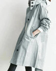 Übergangsjacke Damen Lang | Trenchcoat mit Kapuze