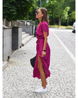 Wickelkleid Damen Midi | Kleid mit V-Ausschnitt und Print
