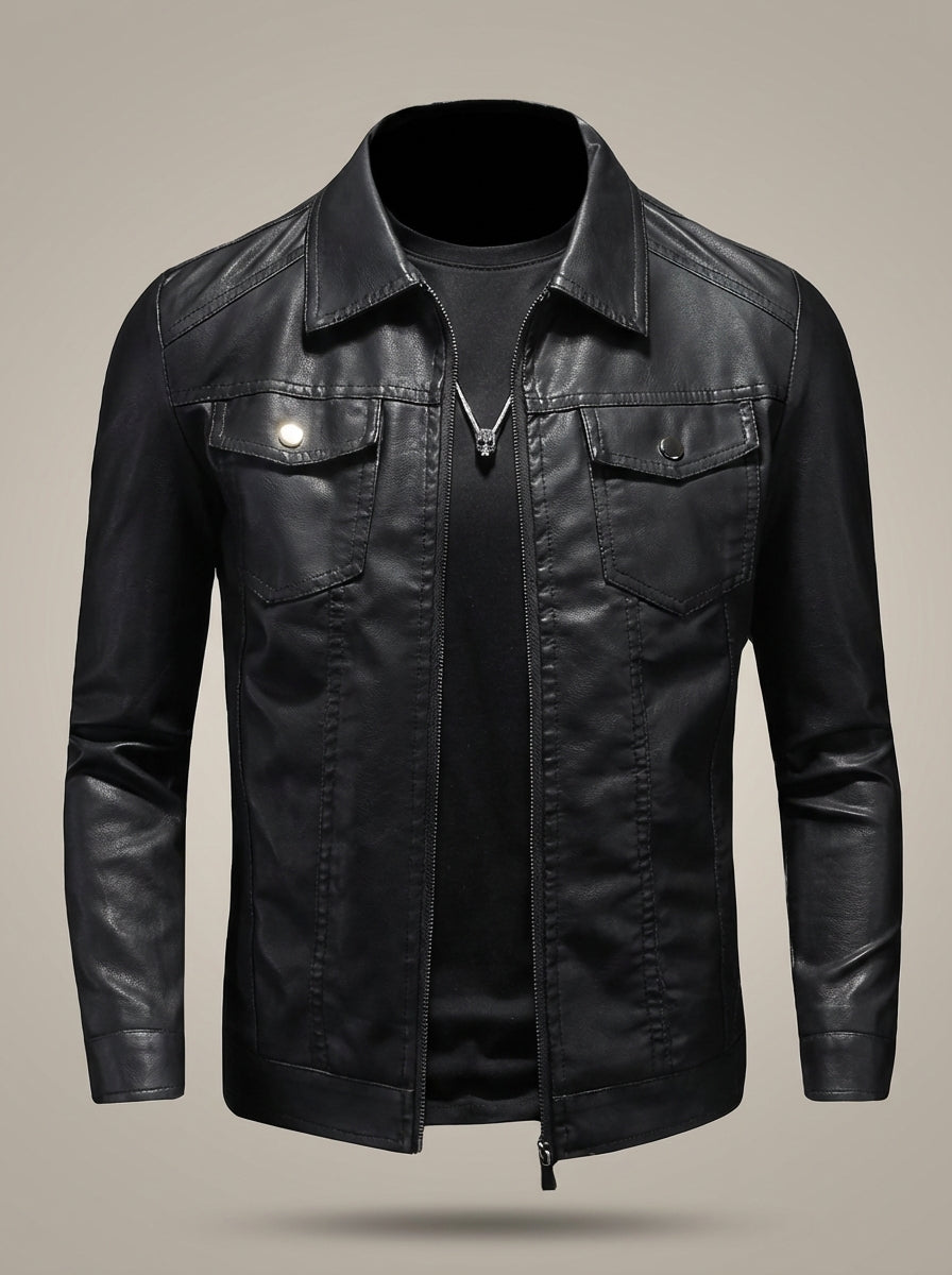 Herrenjacke Mit Langen Ärmeln Kragen Und Reißverschluss | Doppelte Tasche