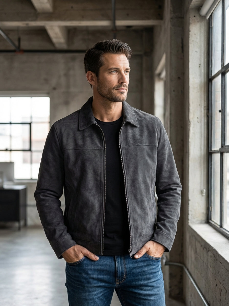 Herren Kragen Langen Ärmeln Reissverschluss Jacke | Klassisch