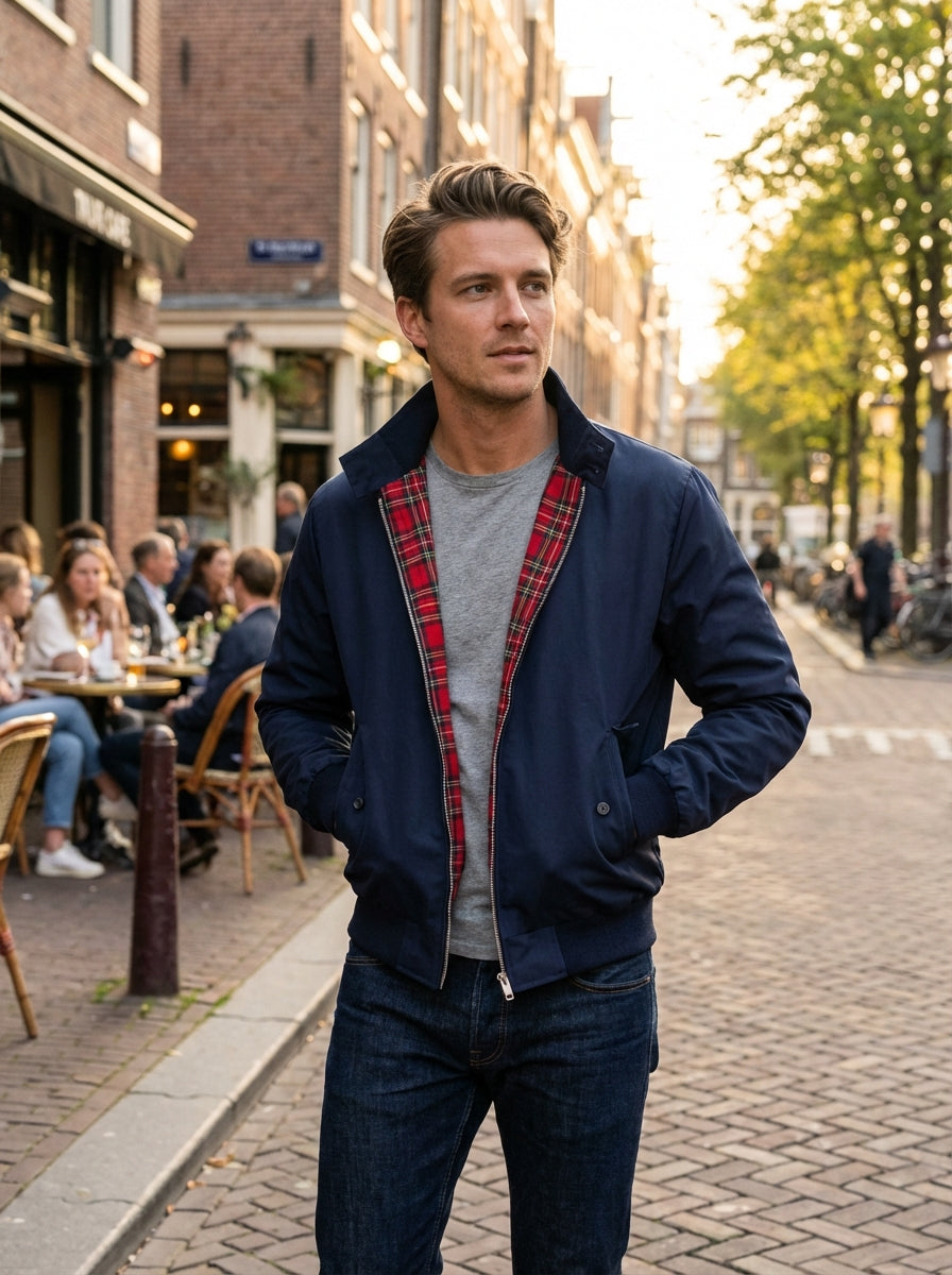 Herren Langen Ärmeln Stehkragen Reissverschluss Jacke | Gerippte Ärmel