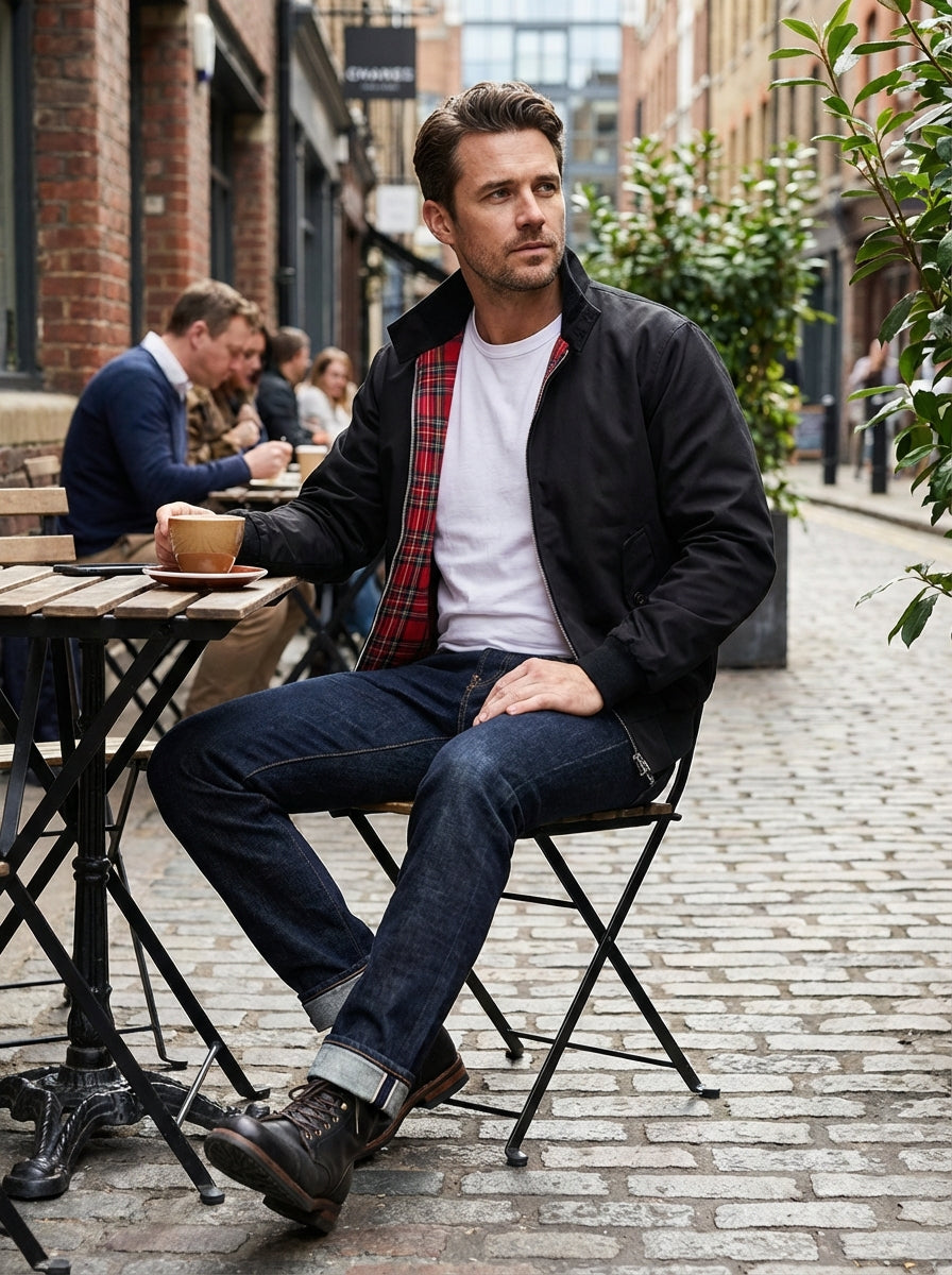 Herren Langen Ärmeln Stehkragen Reissverschluss Jacke | Gerippte Ärmel