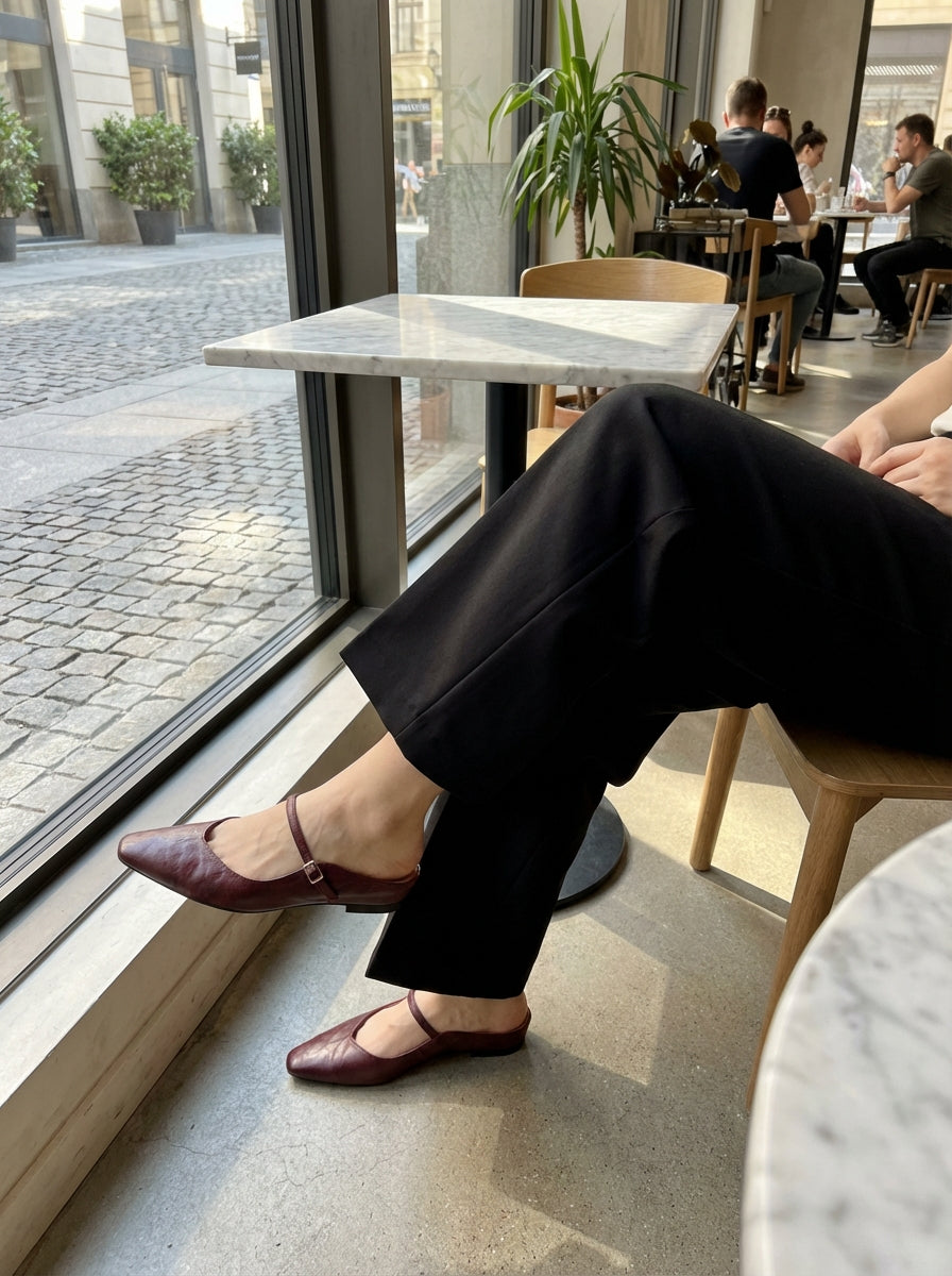 Damen Flache Mules Mit Spitzer Zehenpartie Und Riemchen | Schnalle