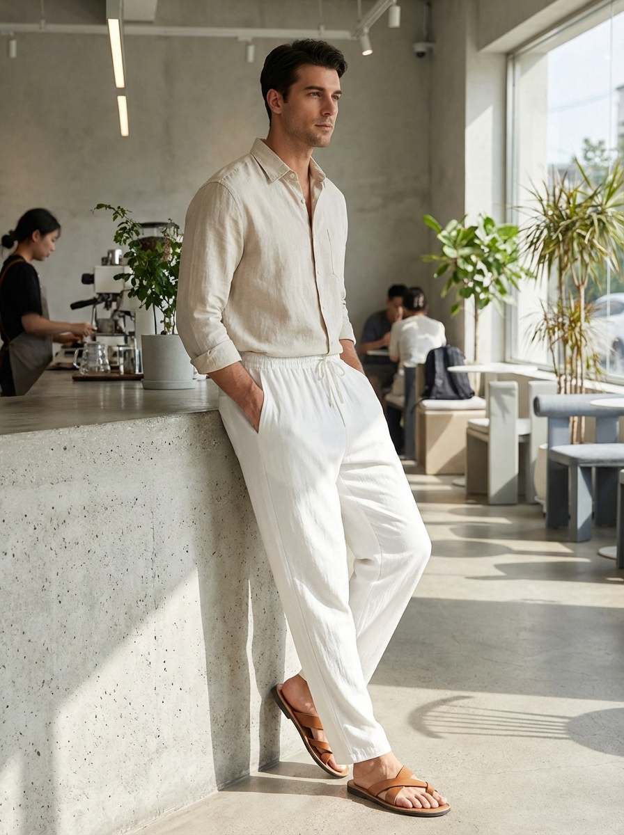 Herren Kordelzug Geradem Bein Hose | Mittlere Taille